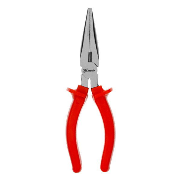 Длинногубцы прямые Econom, 180 мм, шлифованные, пластмассовые рукоятки Matrix