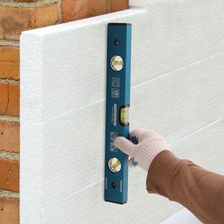 Уровень алюминиевый усиленный, 400 мм, 3 глазка Gross цена