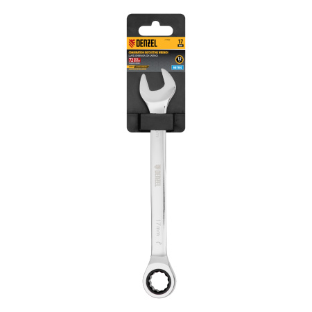 Ключ комбинированный, с трещеткой, 17 мм Denzel