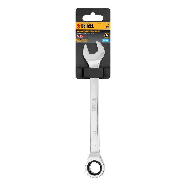 Ключ комбинированный, с трещеткой, 17 мм Denzel