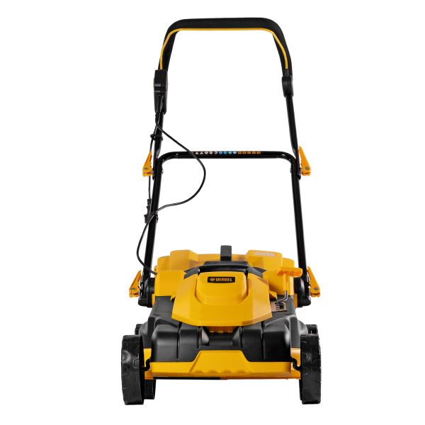 Газонокосилка электрическая GM-2000, 2000 Вт, ширина 43 см, 6 уровней, травосборник 45 л. Denzel цена