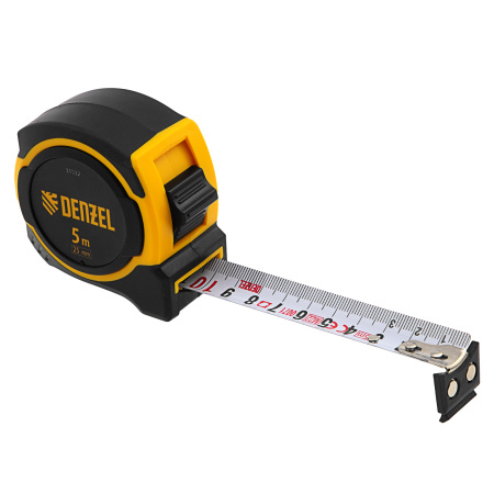 Рулетка 5м х 25мм, двухкомп. корпус, магнитный обрезиненный зацеп Denzel цена
