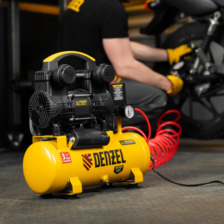 Компрессор безмасл. малошумный DLP-950/10, 950Вт,10 л, 2850 об/мин, 170 л/мин Denzel