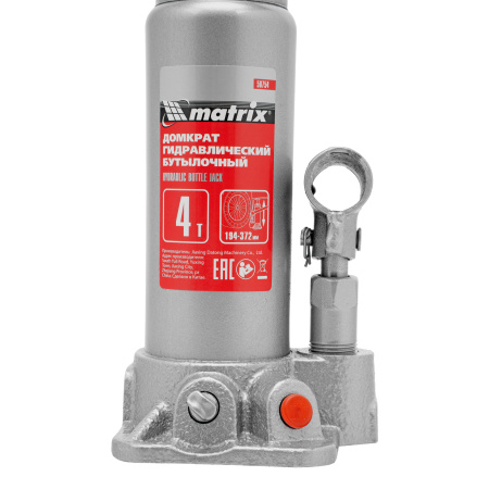 Домкрат гидравлический бутылочный, 4 т, высота подъема 194-372 мм, в пластиковый кейсе Matrix цена