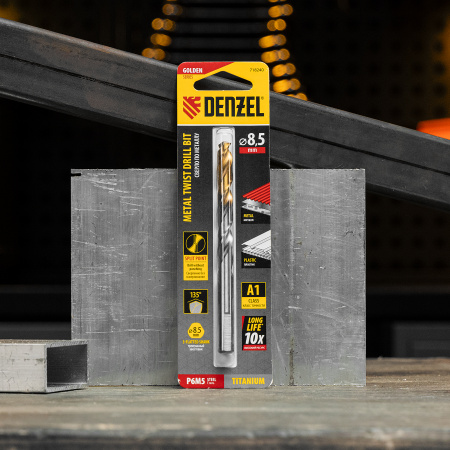 Сверло спиральное по металлу 8,5 x 117 мм, Р6М5, Golden Tip  Denzel