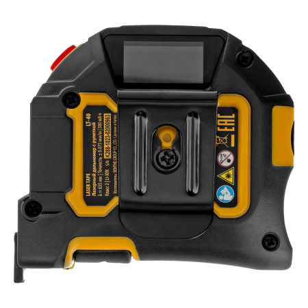 Лазерный дальномер с рулеткой LT-40, 5м x 19 мм, дальномер 40м, автомат. фиксация Denzel цена