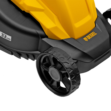 Газонокосилка электрическая GM-1100, 1100 Вт, шир. 32 см, 3 уров., травосб. 30 л Denzel цена