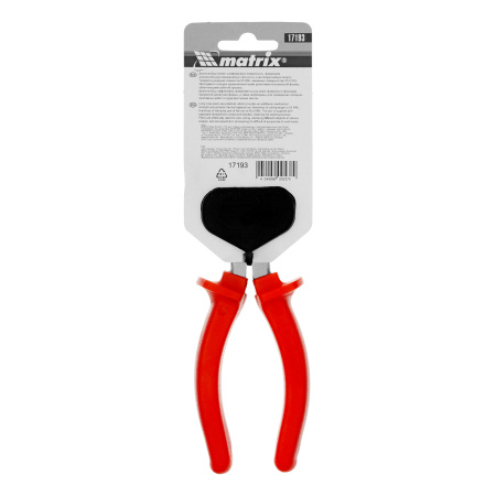 Длинногубцы прямые Econom, 180 мм, шлифованные, пластмассовые рукоятки Matrix