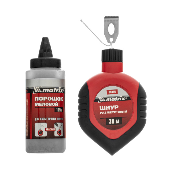 Шнур разметочный в пластмассовом обрезиненном корпусе, порошок красный Matrix