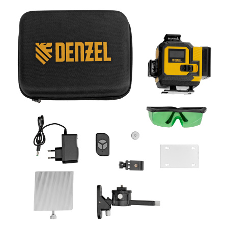 Лазерный уровень мультипризменный DLV-360-4C, 30 м, зеленый луч, Li-Ion 2,4 Aч, кейс// Denzel цена
