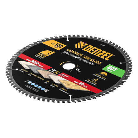 Пильный диск по ламинату ф300 х 30 мм, 80 зубьев Denzel