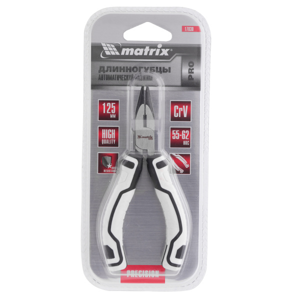 Длинногубцы Mini, 125 мм, прямые, авторазжим, Pro Matrix