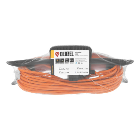 Удлинитель-шнур силовой Garden Series, б/з, ПВС, 20м, 1 розетка, 2 x 1,5 мм, Denzel цена