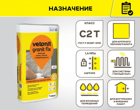 Клей для плитки Weber Vetonit Granit Fix 25 кг