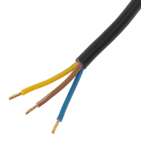 Шнур сетевой Energy Series, ПВС, 3 м, 3 x 1,5 мм, с неразборной вилкой, черный, Denzel цена