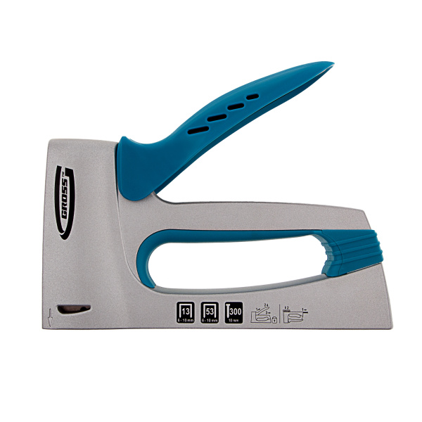 Степлер мебельный, алюминиевый корпус, тип скобы: 13, 53, 300, 6-10 мм Gross цена