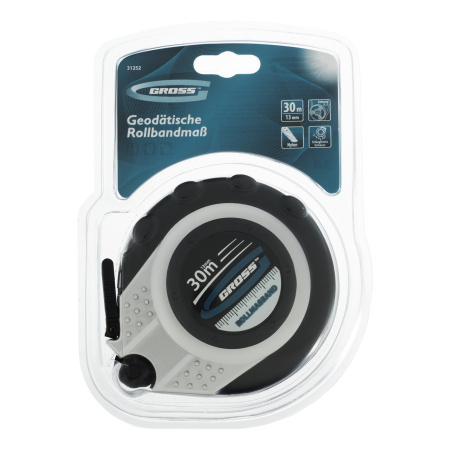 Рулетка геодезическая 30 м х 13 мм, закрытый корпус, металлическая лента, нейлон Gross цена