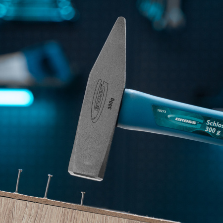 Молоток слесарный, 300 г, квадратный боек, фибергласовая обрезиненная рукоятка Gross