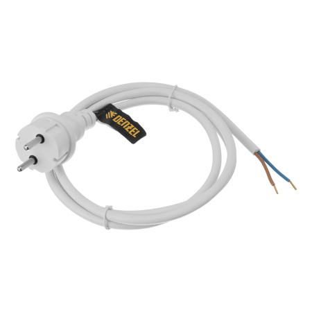 Шнур сетевой Energy Series, ПВС, 1,5 м, 2 x 1,5 мм, с неразборной вилкой, белый, Denzel цена
