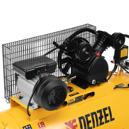 Компрессор воздушный BCV2200/100, ременный привод, 2.2 кВт, 100 литров, 370 л/мин Denzel