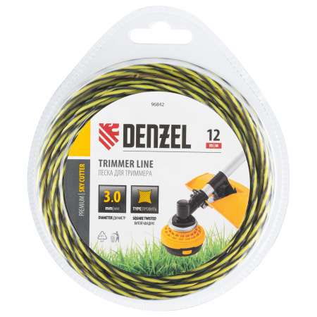 Леска для триммера двухкомпонентная витая квадратная, 3,0мм х 12м, блистер SkyCutter Denzel цена