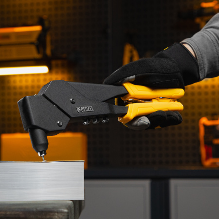 Заклепочник ручной, 285 мм, поворотный, 0-360, заклепки 2,4-3,2-4,0-4,8 мм Denzel цена