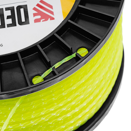 Леска для триммера витой квадрат, 2,0мм х 357м, на DIN катушке FLEX CORD Denzel цена