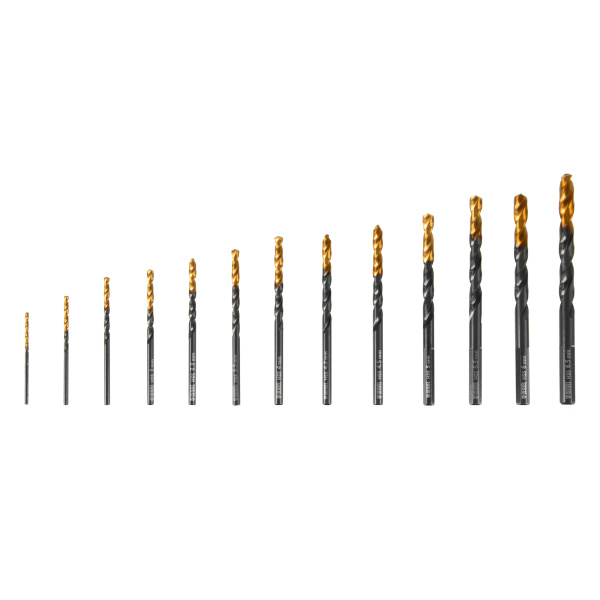 Набор сверл по металлу, 1,5-6,5 мм, HSS-Tin, Golden Tip, 13 шт Denzel