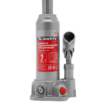 Домкрат гидравлический бутылочный, 2 т, высота подъема 181-345 мм, в пластиковый кейсе Matrix цена