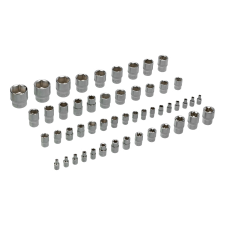 Набор инструментов, 1/2", 1/4", 3/8", CrV, S2, пластиковый кейс, 216 предметов Denzel