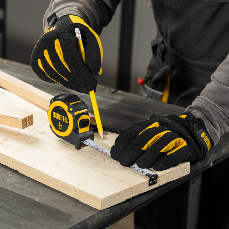 Рулетка 5м х 19мм, автоматич. фиксац., нейлон. покрытие, магнит. зацеп, двухстор. разметка Denzel цена