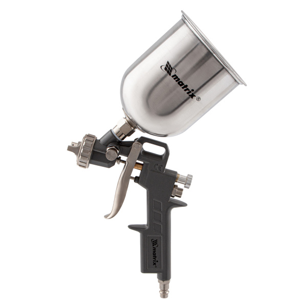 Краскораспылитель пневматический с верхним бачком V 0.6 л, сопло D 1.2, 1.5 и 1.8 мм Matrix цена