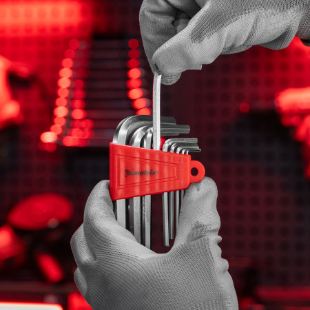 Набор ключей имбусовых HEX, 1.5-10 мм, CrV, 9 шт, коротких, с сатиновым покрытием Matrix