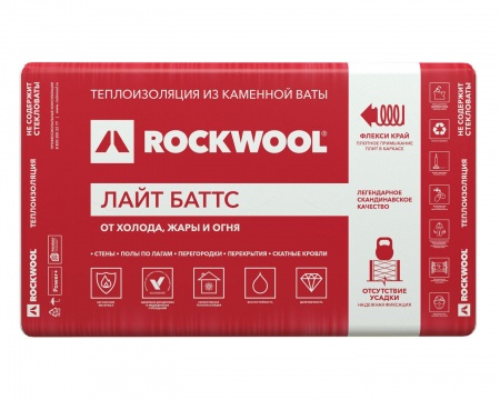 Утеплитель Rockwool Лайт Баттс 1000х600х50 мм 6м2 0.3 м3 10 плит