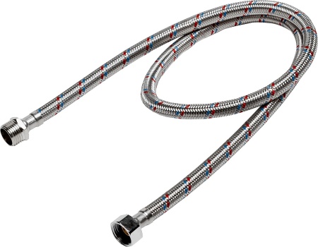 Подводка гибкая ЗУБР для воды, оплетка из нержавеющей стали, г/ш 1/2″ - 1м