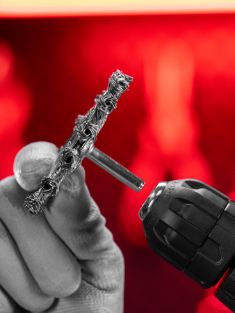 Щетка для дрели, 75 мм, плоская со шпилькой, крученая металлическая проволока Matrix