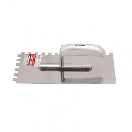 Гладилка из нержавеющей стали, 280 x 130 мм, деревянная ручка, зуб 10 x 10 мм Matrix цена