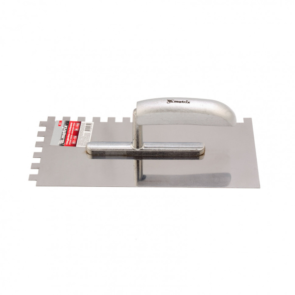 Гладилка из нержавеющей стали, 280 x 130 мм, деревянная ручка, зуб 10 x 10 мм Matrix цена