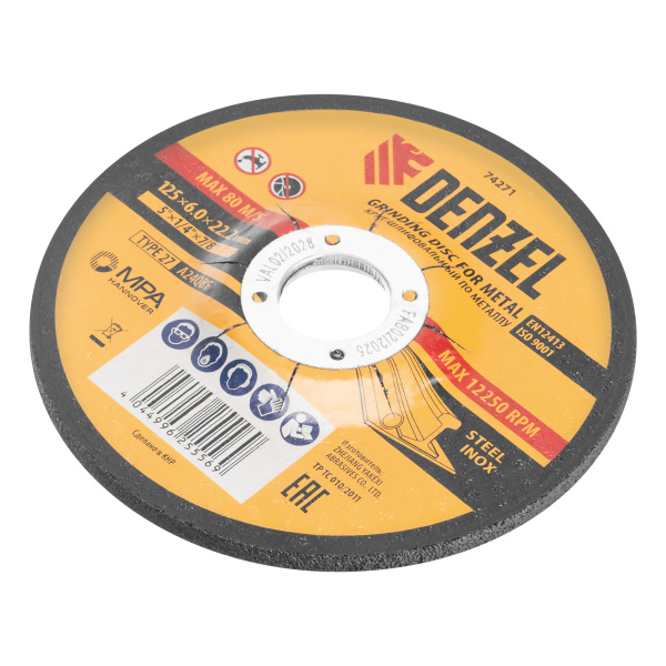 Круг шлифовальный по металлу, 125 х 6,0 х 22,2 мм, A24QBF// Denzel