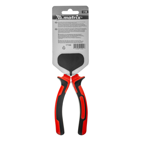 Длинногубцы прямые Nickel, 180 мм, никелированные, двухкомпонентные рукоятки Matrix