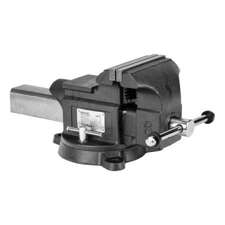 Тиски слесарные BVH-150, 150 мм, поворотные, стальная направляющая, с наковальней //Denzel