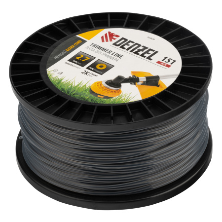 Леска для триммера двухкомпонентная круглая, 2,7мм х 151м, на DIN катушке EXTRA CORD Denzel цена