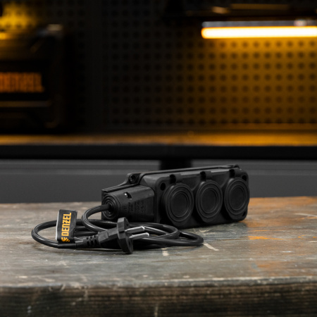 Шнур сетевой Energy Series, ПВС, 1,5 м, 2 x 1 мм, с неразборной вилкой, черный, Denzel цена