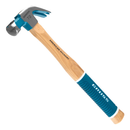 Молоток-гвоздодер, 200 г, угол 45, магнит, обрезиненная рукоятка American hickory GROSS