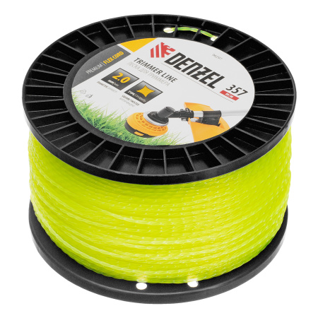 Леска для триммера витой квадрат, 2,0мм х 357м, на DIN катушке FLEX CORD Denzel цена