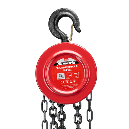 Таль цепная, 0.5 т, H подъема 2.5 м, расстояние между крюками 240 мм Matrix цена