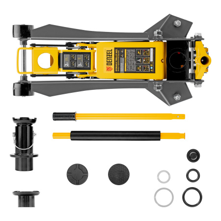 Домкрат гидравлический подкатной, 2/3 т, 98-770 мм, быстрый подъем, низ. подхват, проф, SUV Denzel цена