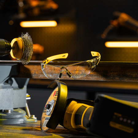 Очки защитные открытые, поликарбонатные, прозрачная линза, 2х комп.дужки Denzel цена