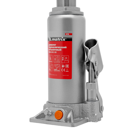 Домкрат гидравлический бутылочный, 8 т, h подъема 230-457 мм Matrix цена