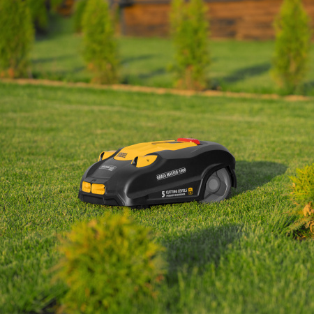 Робот-газонокосилка Grass Master 1000  1000м², 3Ач, 28V, LCD дисплей, Wi-Fi Denzel цена